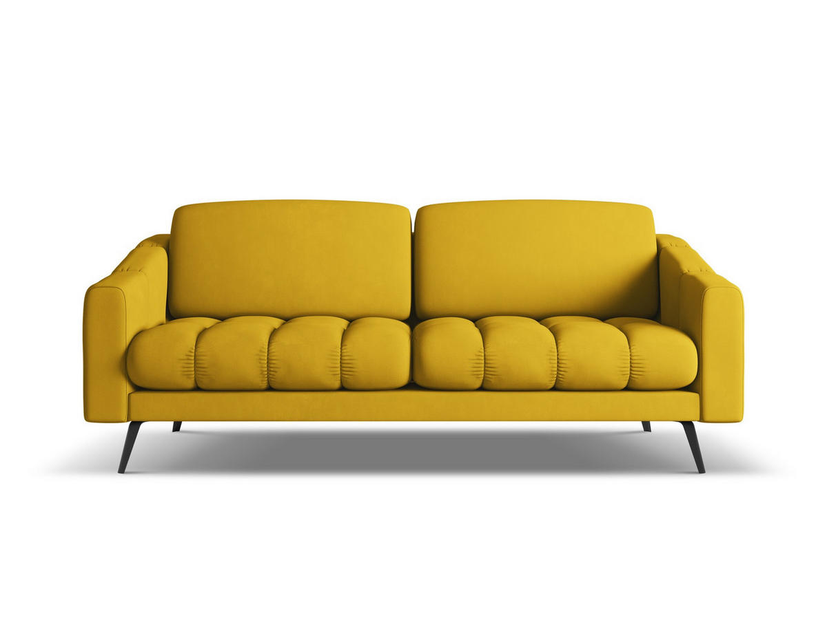 3-SITZER SOFA Chenille Stoff Gelb - Currygelb/Gelb, Textil/Metall (202/80/95cm) - Makamii