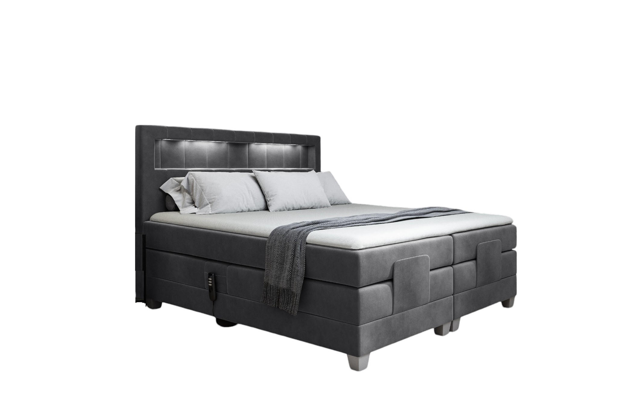 BOXSPRINGBETT Elektrisch Davide - Dunkelgrau, Holzwerkstoff/Textil (120/200cm) - Fun Möbel