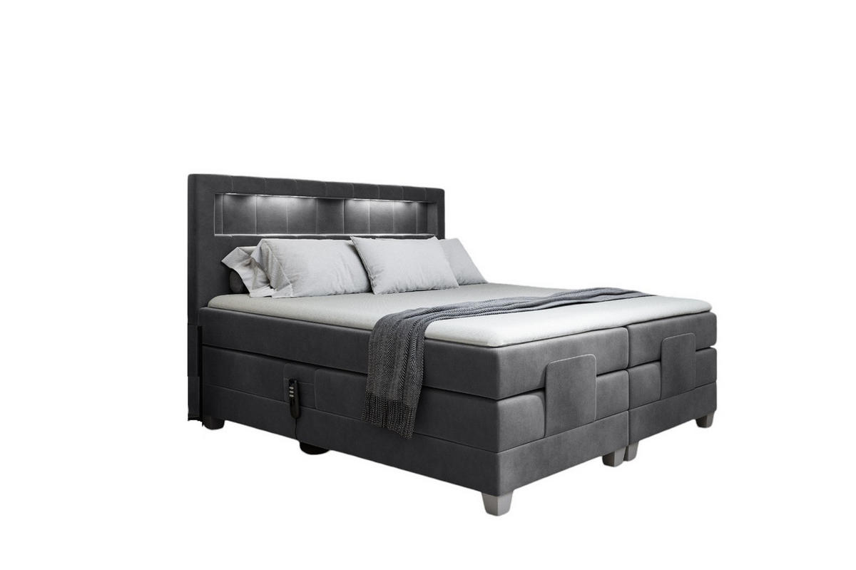 BOXSPRINGBETT Elektrisch Davide - Dunkelgrau, Holzwerkstoff/Textil (180/200cm) - Fun Möbel