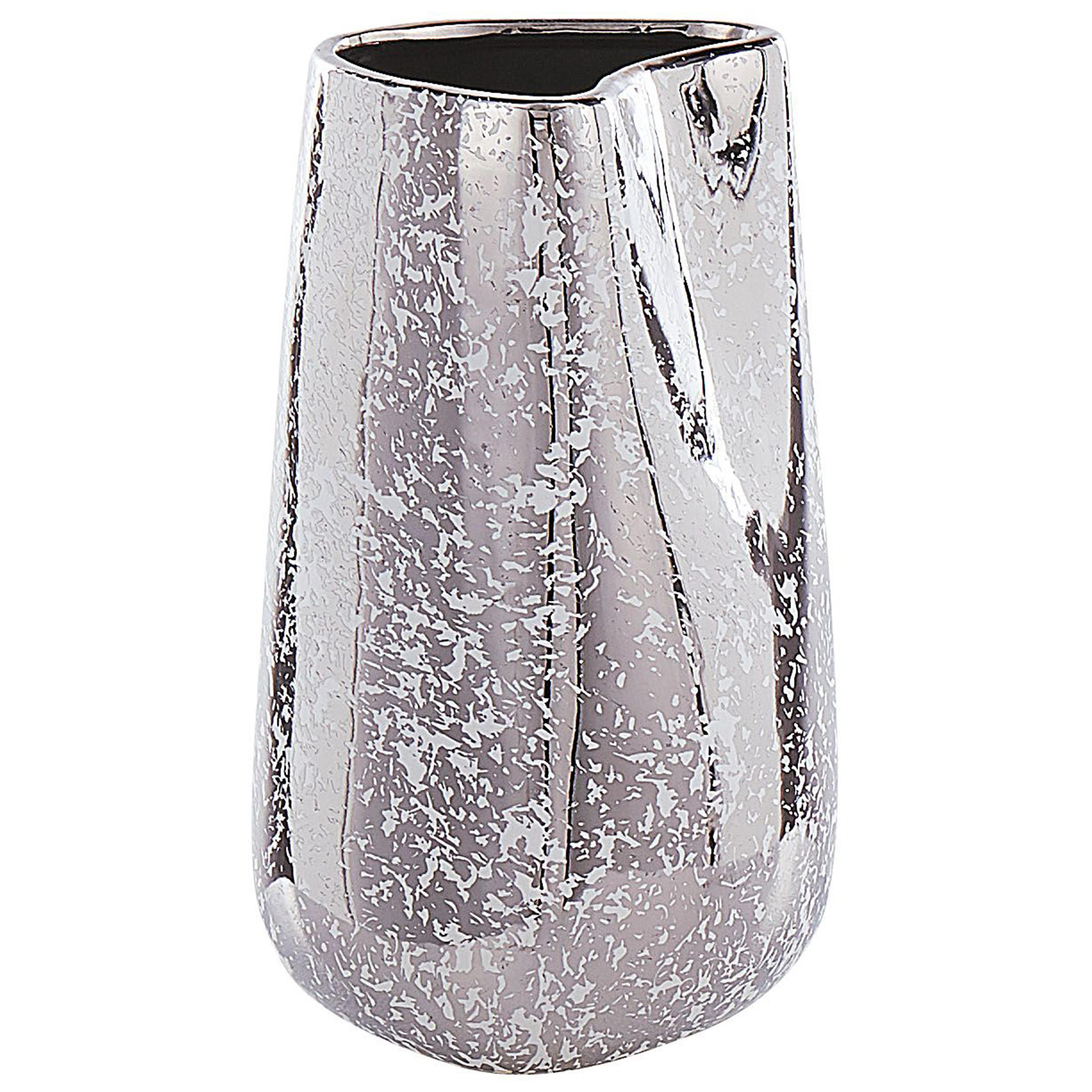 DEKOVASE Steinzeug silber Cirta - Silberfarben, Stein (27cm) - Beliani