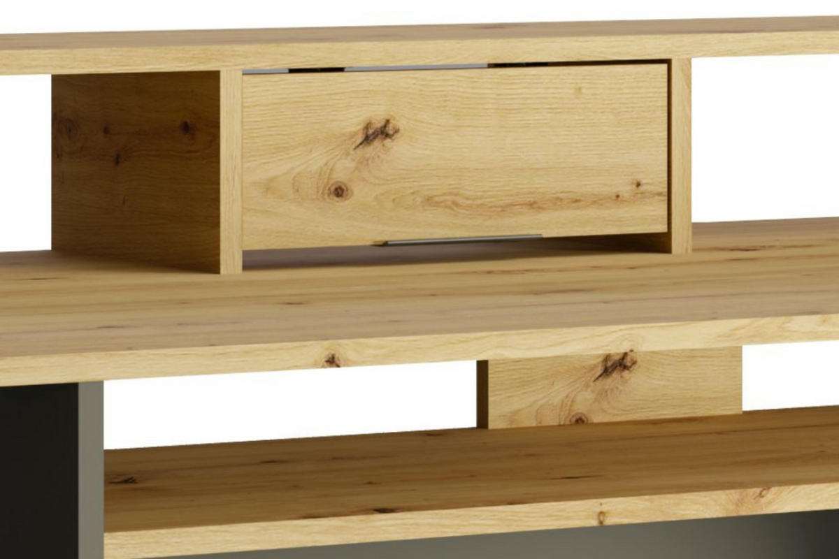 GAMINGTISCH ROX 160 cm breit in Graphit / Eiche Artisan - Graphitfarben/Eiche Artisan, Holzwerkstoff (70/160/92cm) - Deine Möbel 24