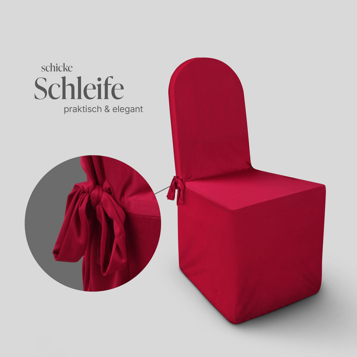 STUHLHUSSE ( Rot ) - Stretchhusse für runde Stuhllehnen - ( 45 cm x 96 cm ) elastischer Bankett Stuhlbezug - Rot, Textil (45/96cm) - Bestlivings