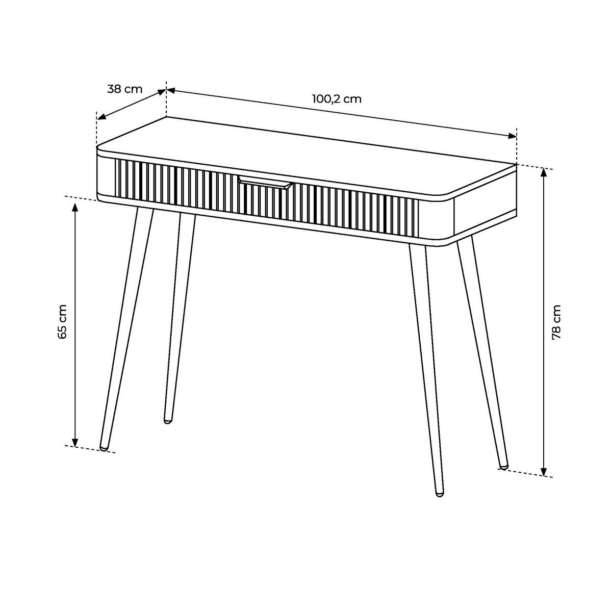 SCHMINKTISCH LEKNES TOA1 Metallgriffe und Beine in schwarzer Farbe Schwarz Schwarz - Schwarz, Holzwerkstoff (100/38/78cm) - Komodee