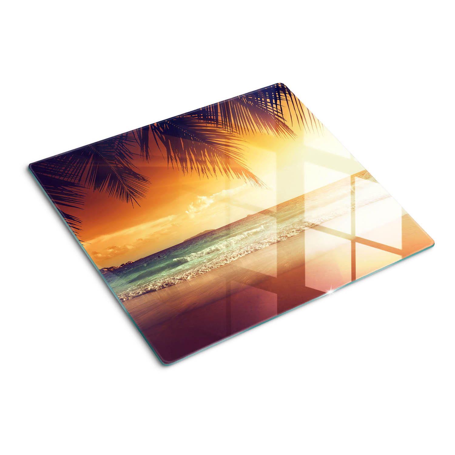 GLASPLATTE 60x52 cm Tropischer Strand - Orange, Glas (60/0.4/52cm) - TULUP