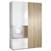 VITRINE Morena Tür und Einsatz in Eiche Natur - Eichefarben, Holzwerkstoff (91.5/136.5/37cm) - Vladon