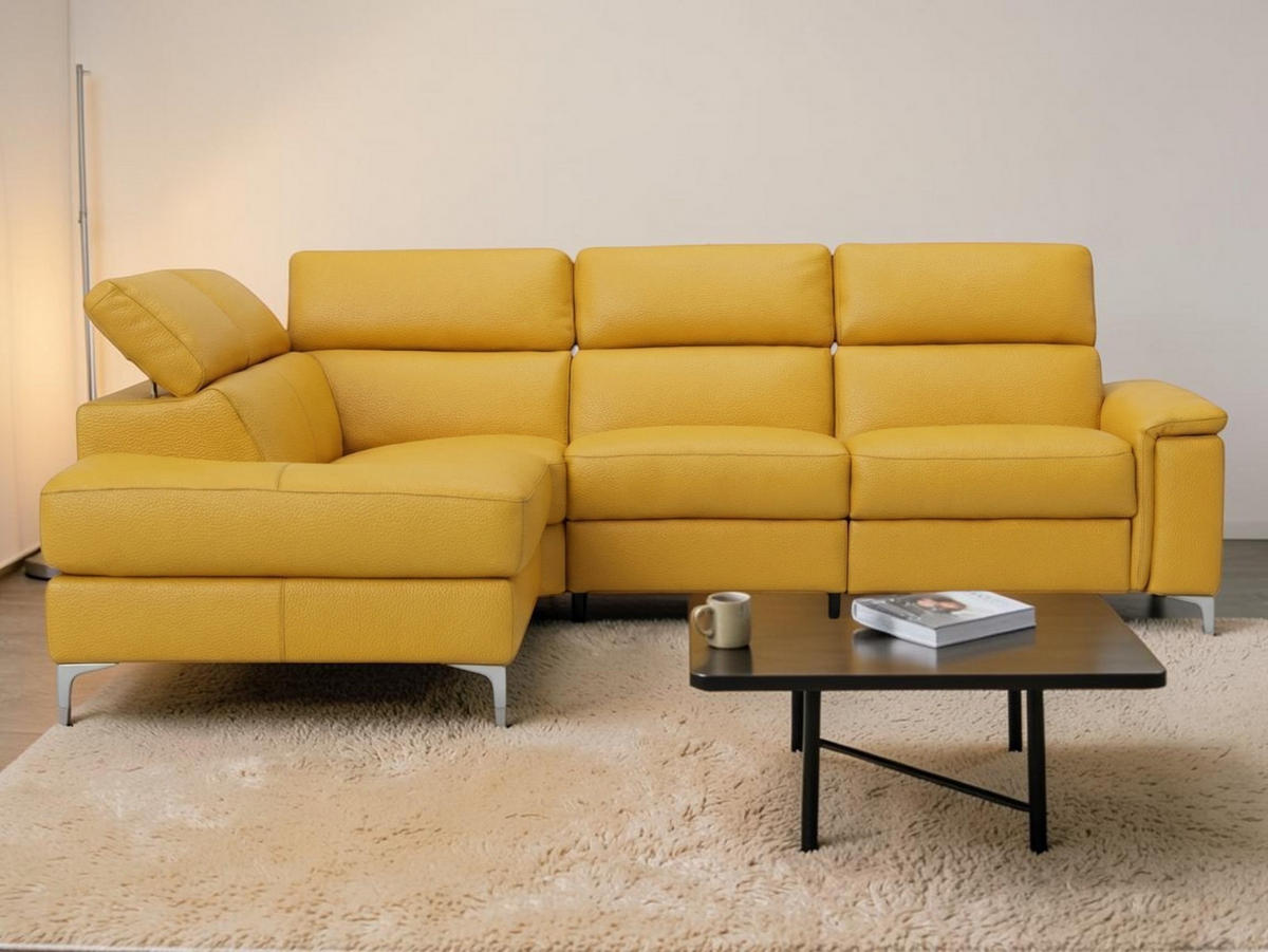 ECKSOFA Avenger Echtleder Senfgelb - Gelb, Leder/Metall (224/81/271cm)