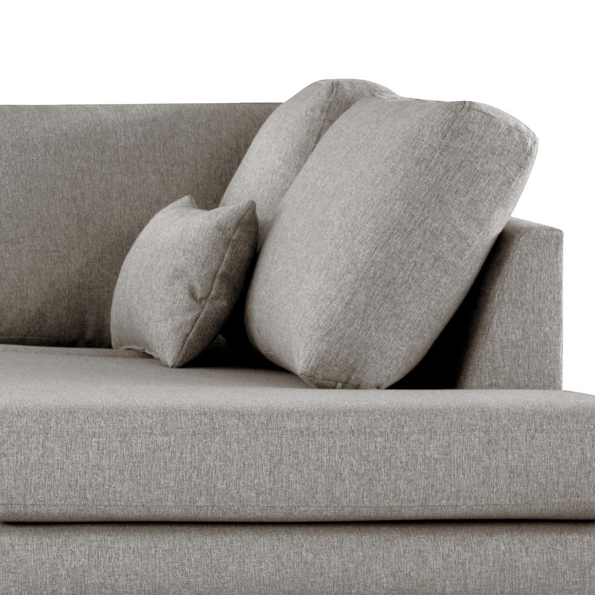 ECKSOFA mit Ottomane - Graubraun/Buchefarben, Buchenholz/Textil (287/219cm) - home24