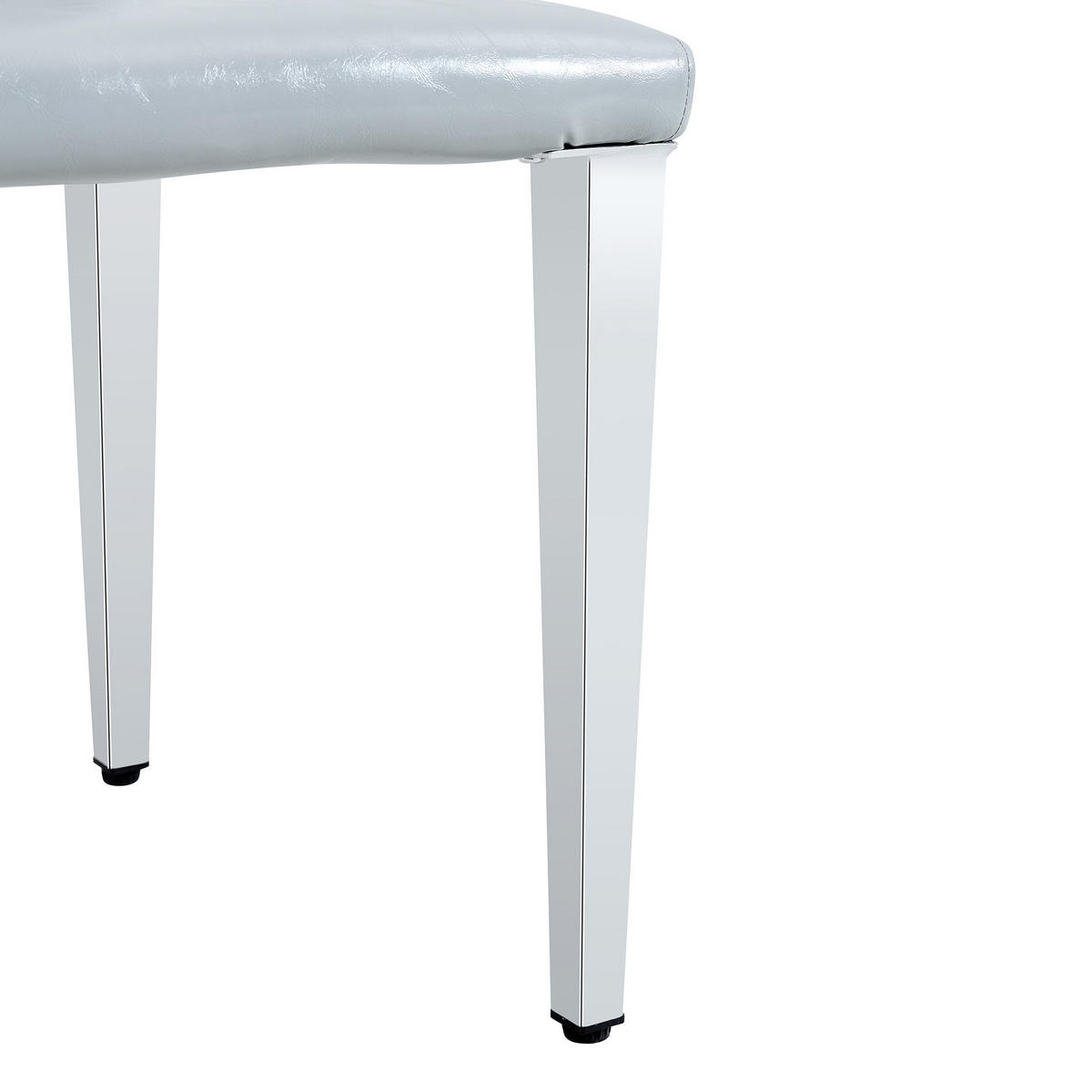 ESSZIMMERSTUHL 2er-Set 90 cm PU-Leder Hellgrau Silber - Hellgrau, Metall (47/90/41.1cm) - Meubliv