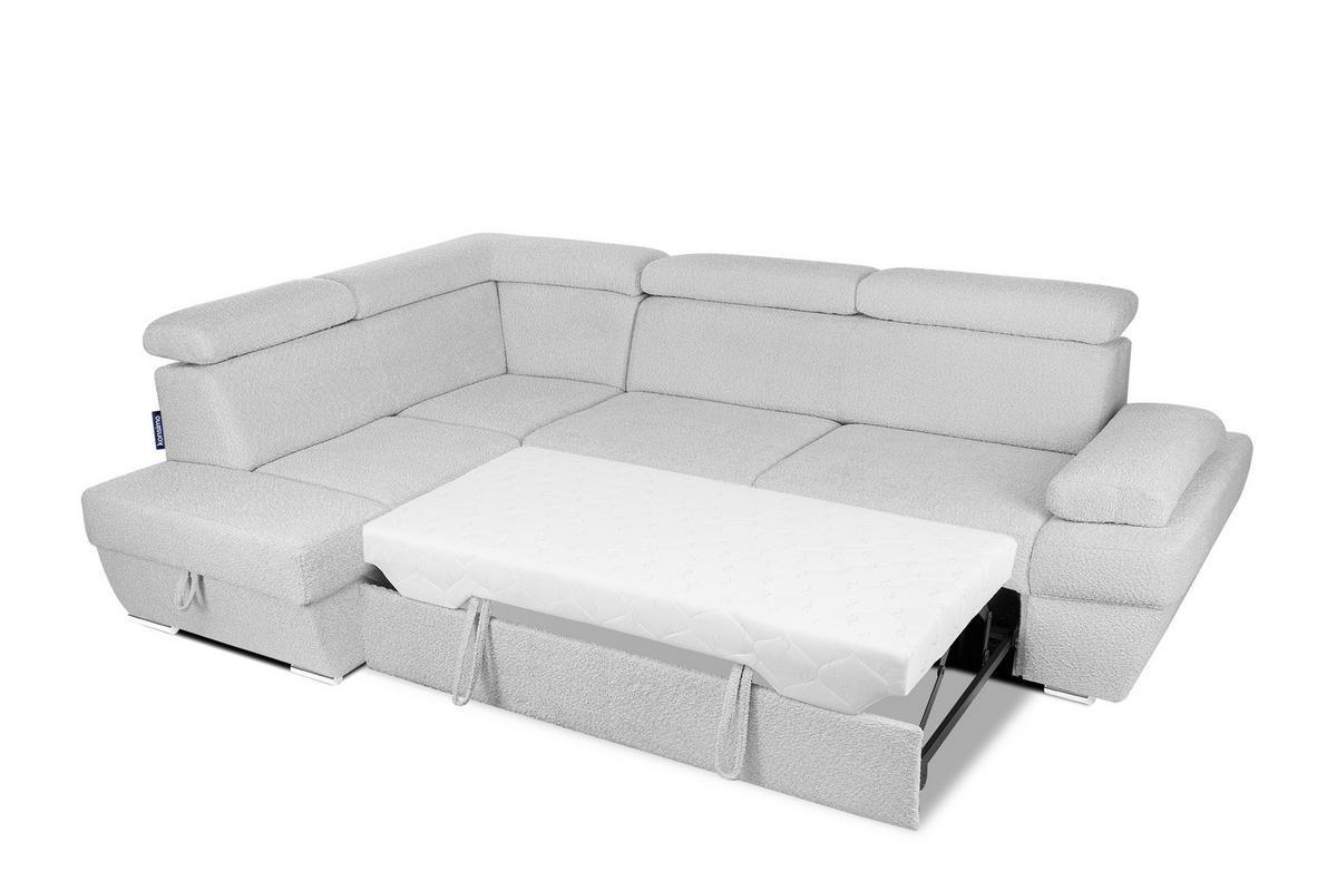 SCHLAFECKSOFA RATLO links 4/5-Sitzer mit Bettkasten, Grau - Silberfarben/Hellgrau, Textil (270/190cm) - KONSIMO®