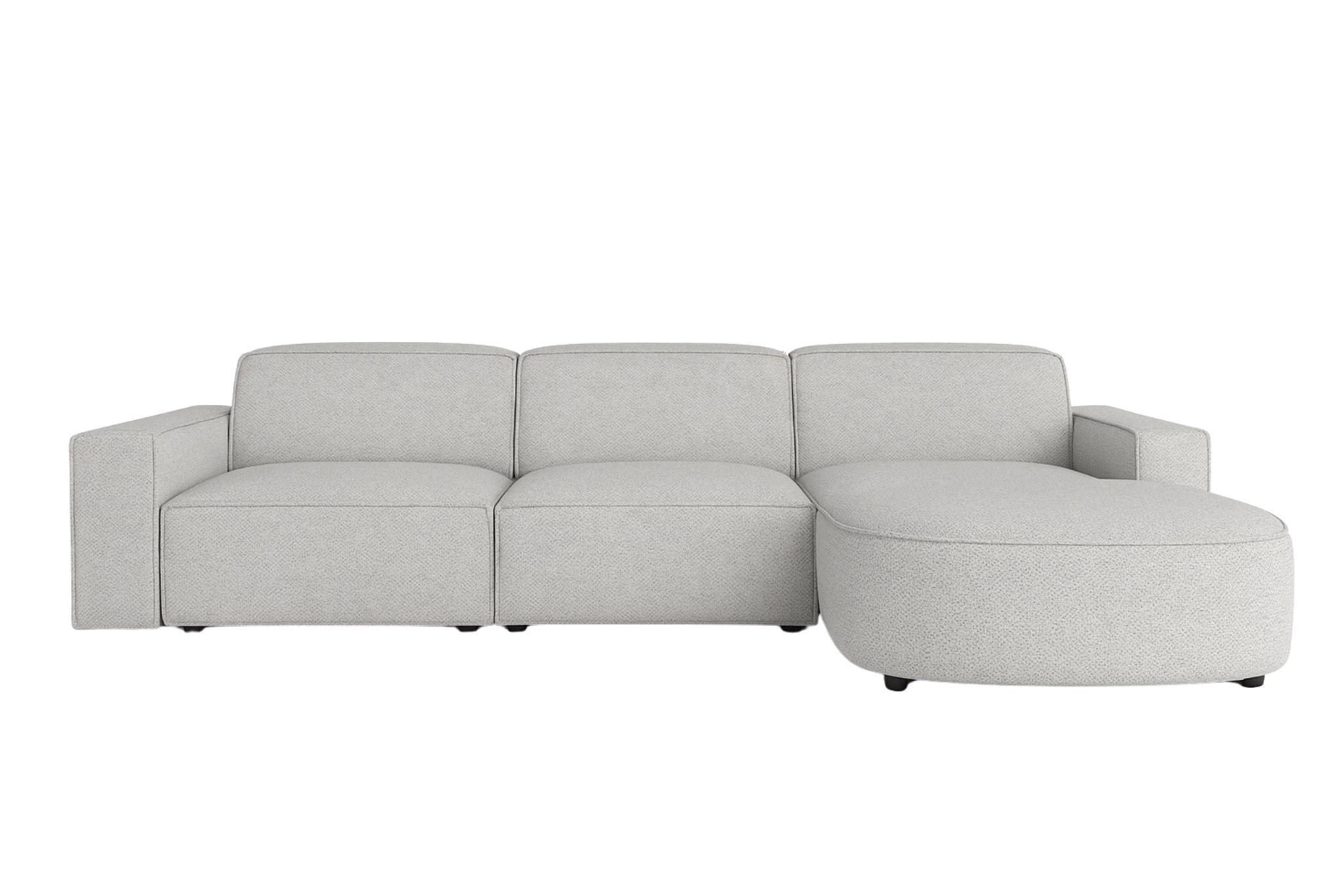 ECKSOFA Cursal Round L-Form, Stoff Artico, Cement, Rechts - Grau, Holz (284/166cm) - Kaiser Möbel