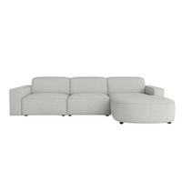 ECKSOFA Cursal Round L-Form, Stoff Artico, Cement, Rechts - Grau, Holz (284/166cm) - Kaiser Möbel