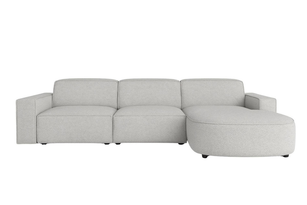 ECKSOFA Cursal Round L-Form, Stoff Artico, Cement, Rechts - Grau, Holz (284/166cm) - Kaiser Möbel