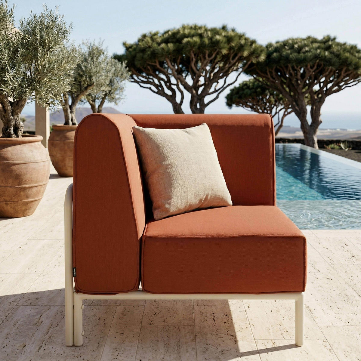 ECKSESSEL, Terrakotta - Orange, Textil (80/78/80cm) - Oviala