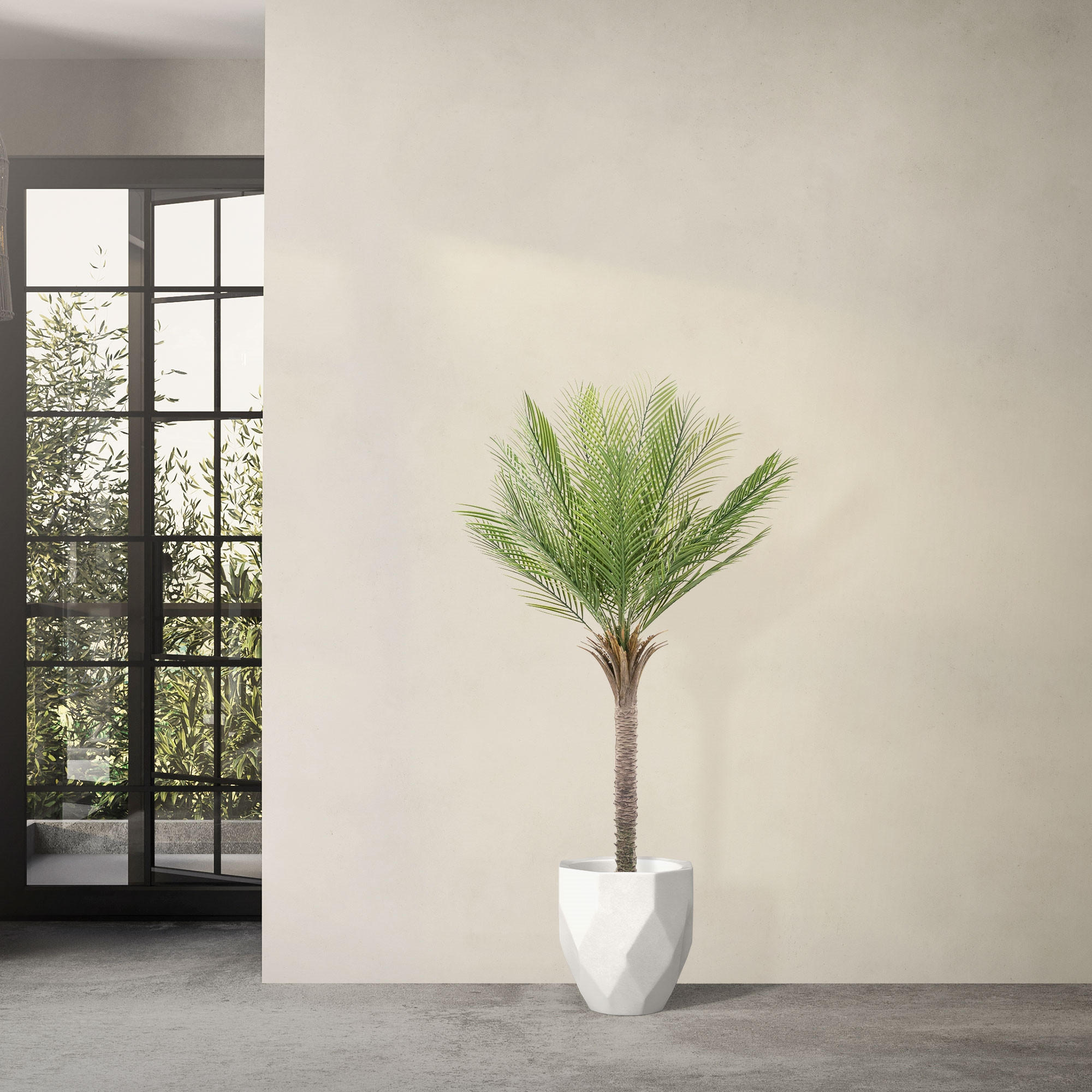 KUNSTPFLANZE Palme - Anthrazit/Grün, Holz/Kunststoff (150cm) - ML-DESIGN