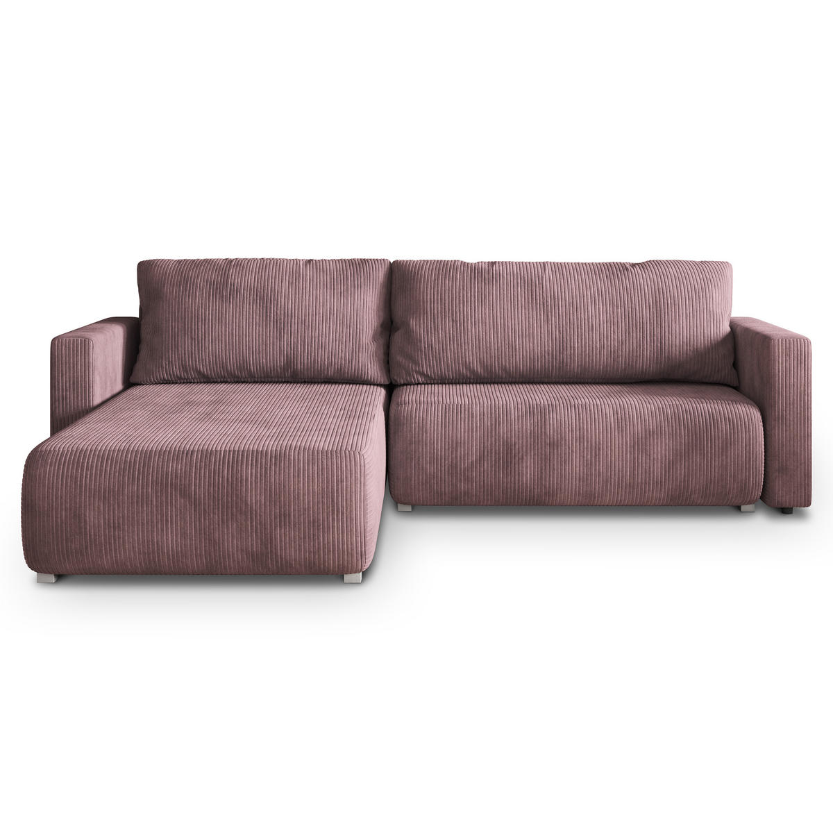 ECKSOFA TURIN P Lila Kordstoff mit Schlaffunktion - Lila/Grau, Holz/Kunststoff (265/183cm) - MASSENO