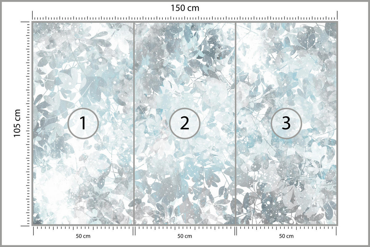 FOTOTAPETE für Wohnzimmer Blätter Abstraktion 150x105 - Blau/Weiß, Papier (150/105cm) - Muralo