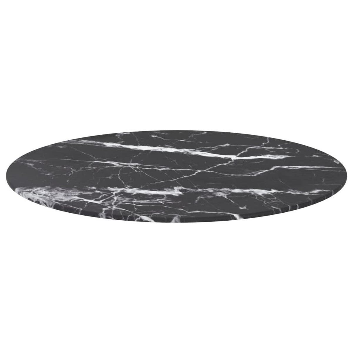 TISCHPLATTE Schwarz Ø60/0,8 Cm Hartglas In Marmoroptik - Schwarz Hochglanz, Glas (60/60/0.8cm) - vidaXL