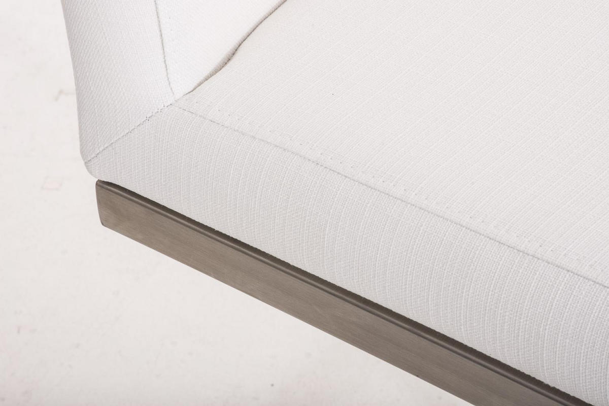 BARHOCKER Stoff Weiß - Chromfarben/Weiß, Textil/Metall (42/104/48cm) - CLP