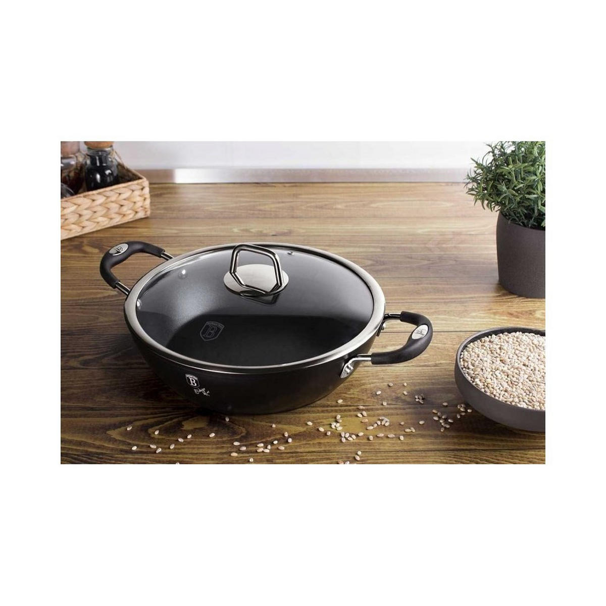 TOPF Schwarz 28/28/7.5 cm BH6125 - Schwarz, Metall (28cm) - Berlinger Haus