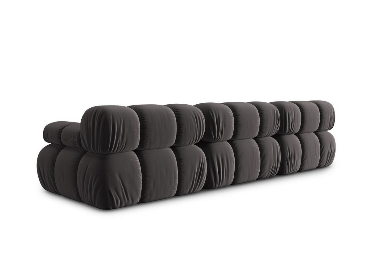 MODULARES-SOFA Bellis aus Samt dunkelgrau 3 Sitzplätze - Dunkelgrau, Textil (94/63/282cm) - Micadoni