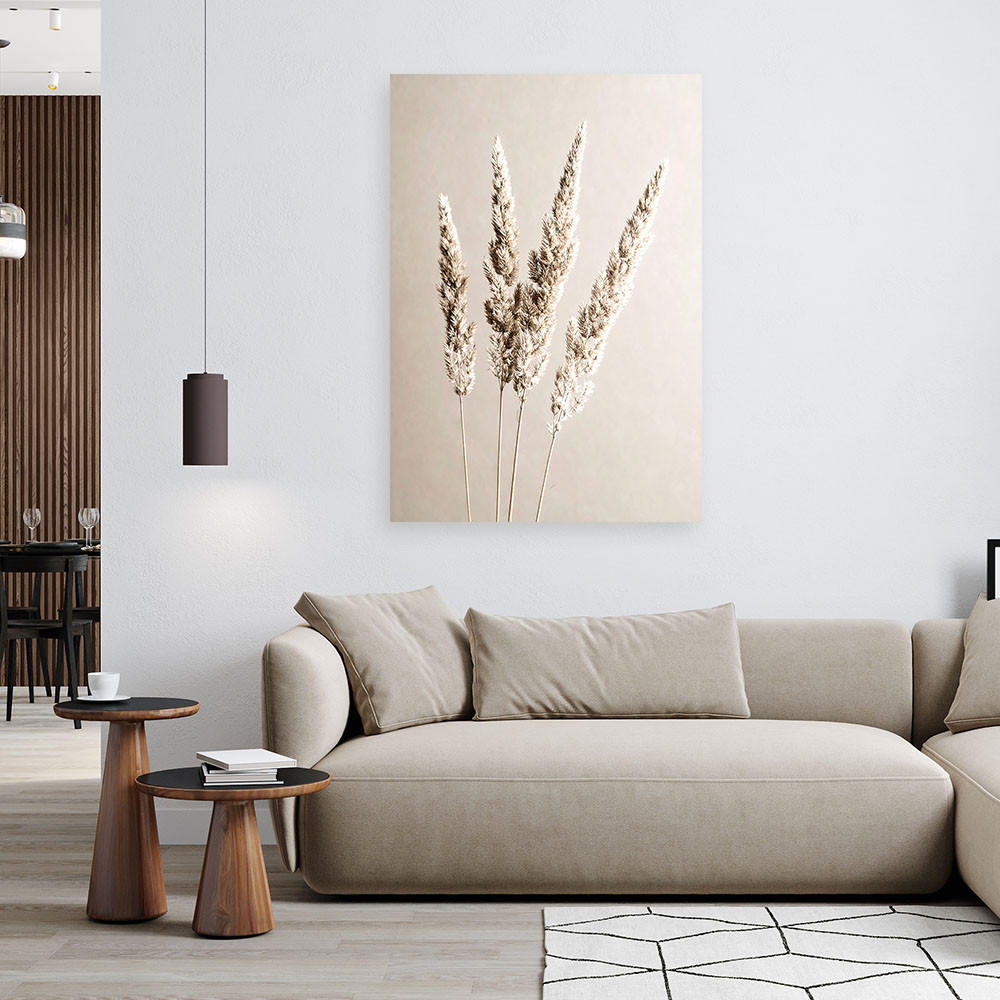 LEINWANDBILD Pampasgras Pflanzen beige 80x120cm - Beige, Textil (80/120cm) - Feeby