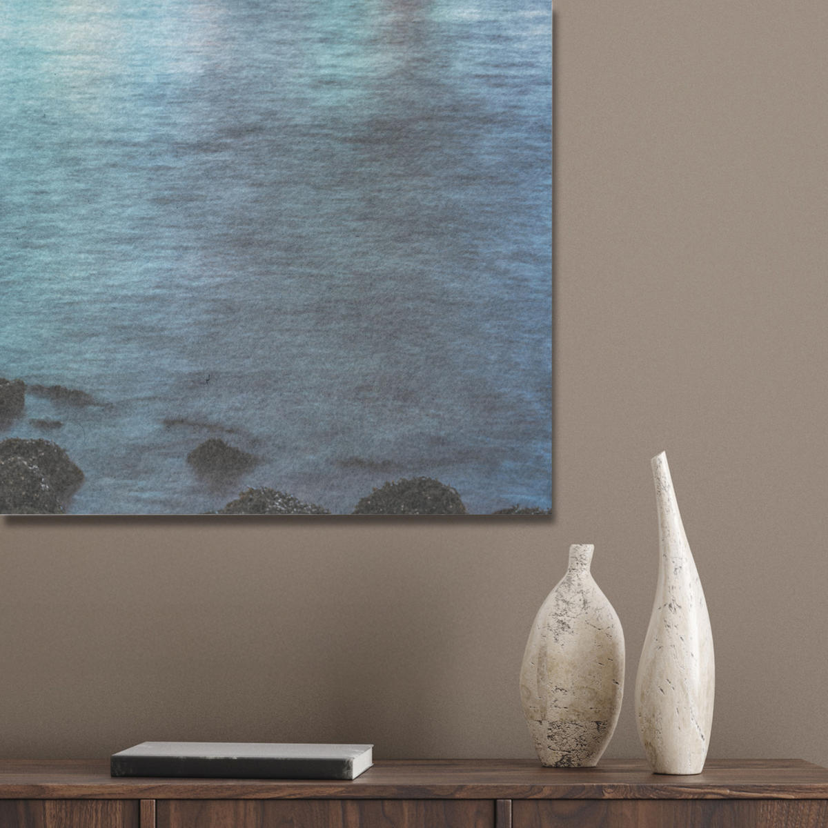 AKUSTIKPANEEL New York - Skyline - Stadt - Blau 70x100 cm - Blaugrau, Textil (70/0.9/100cm) - MuchoWow