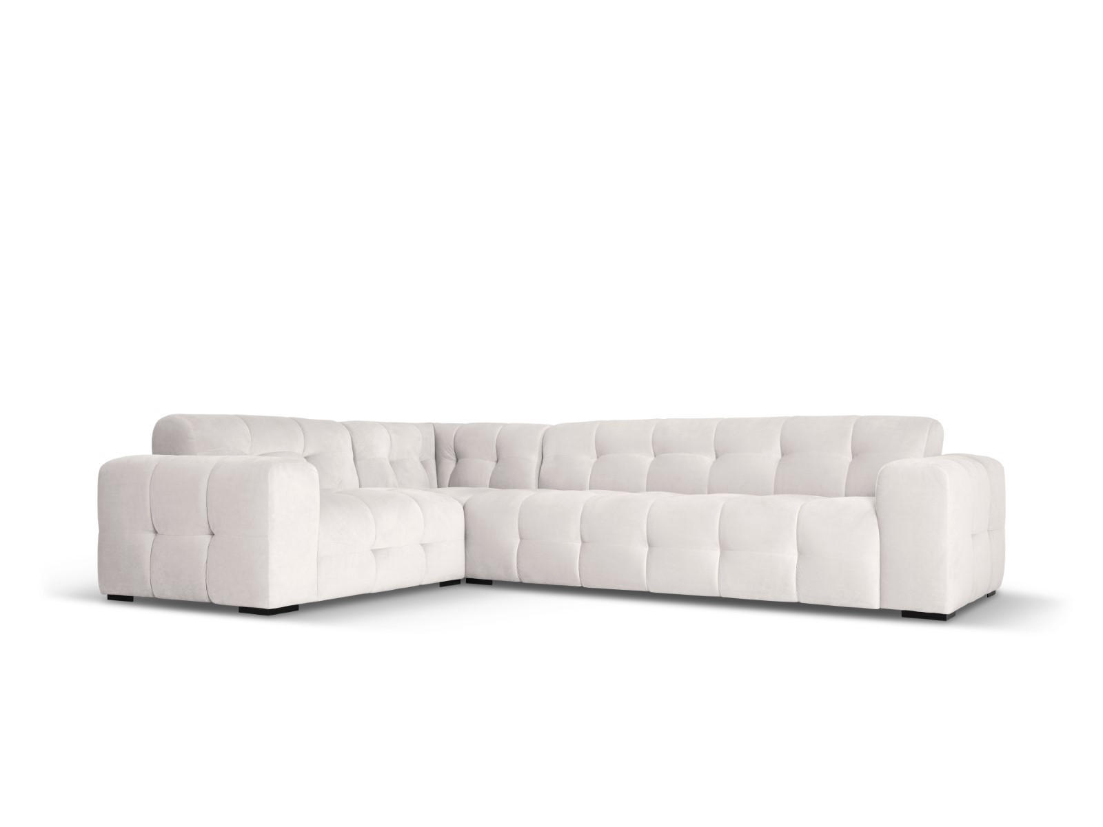 ECKSOFA links Kendal aus Samt hellgrau 6 Sitzplätze - Hellgrau, Textil (231/332cm) - Micadoni