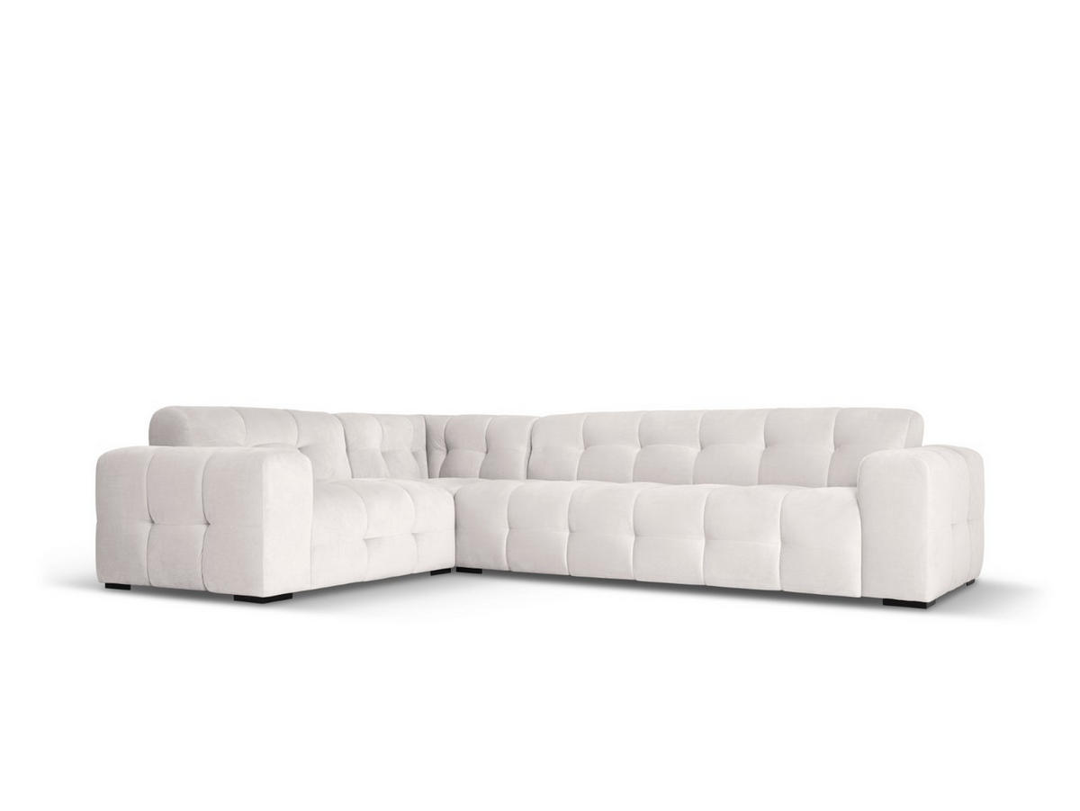 ECKSOFA links Kendal aus Samt hellgrau 6 Sitzplätze - Hellgrau, Textil (231/332cm) - Micadoni