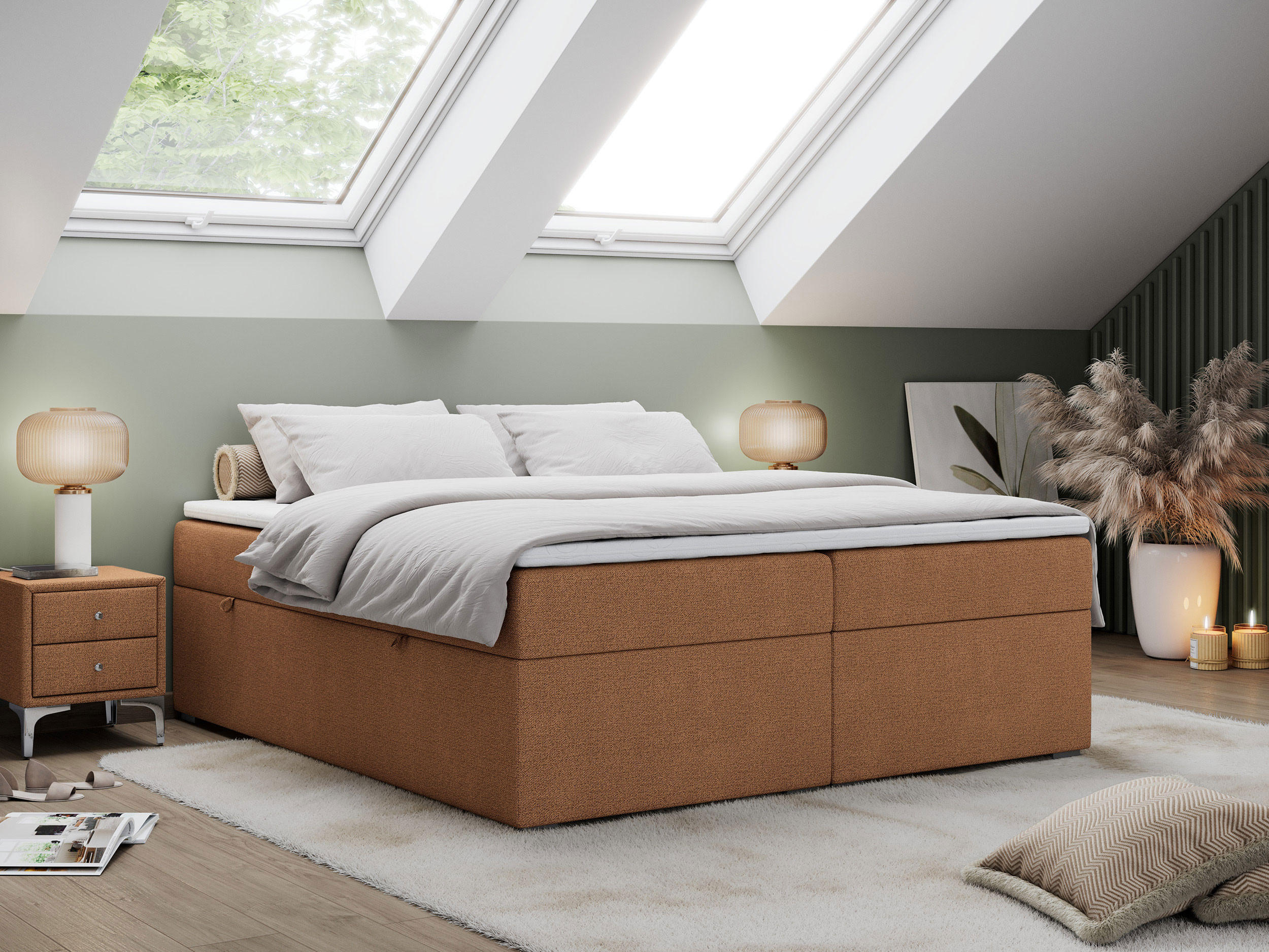 BOXBETT BESS 140/200 Orange Struktur - H3 - Orange, Holz/Textil (140/200cm) - MKS