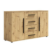 KOMMODE Maxivo Artisan Eiche - Schwarz/Eiche Artisan, Holzwerkstoff (150/87/40cm) - Bettso