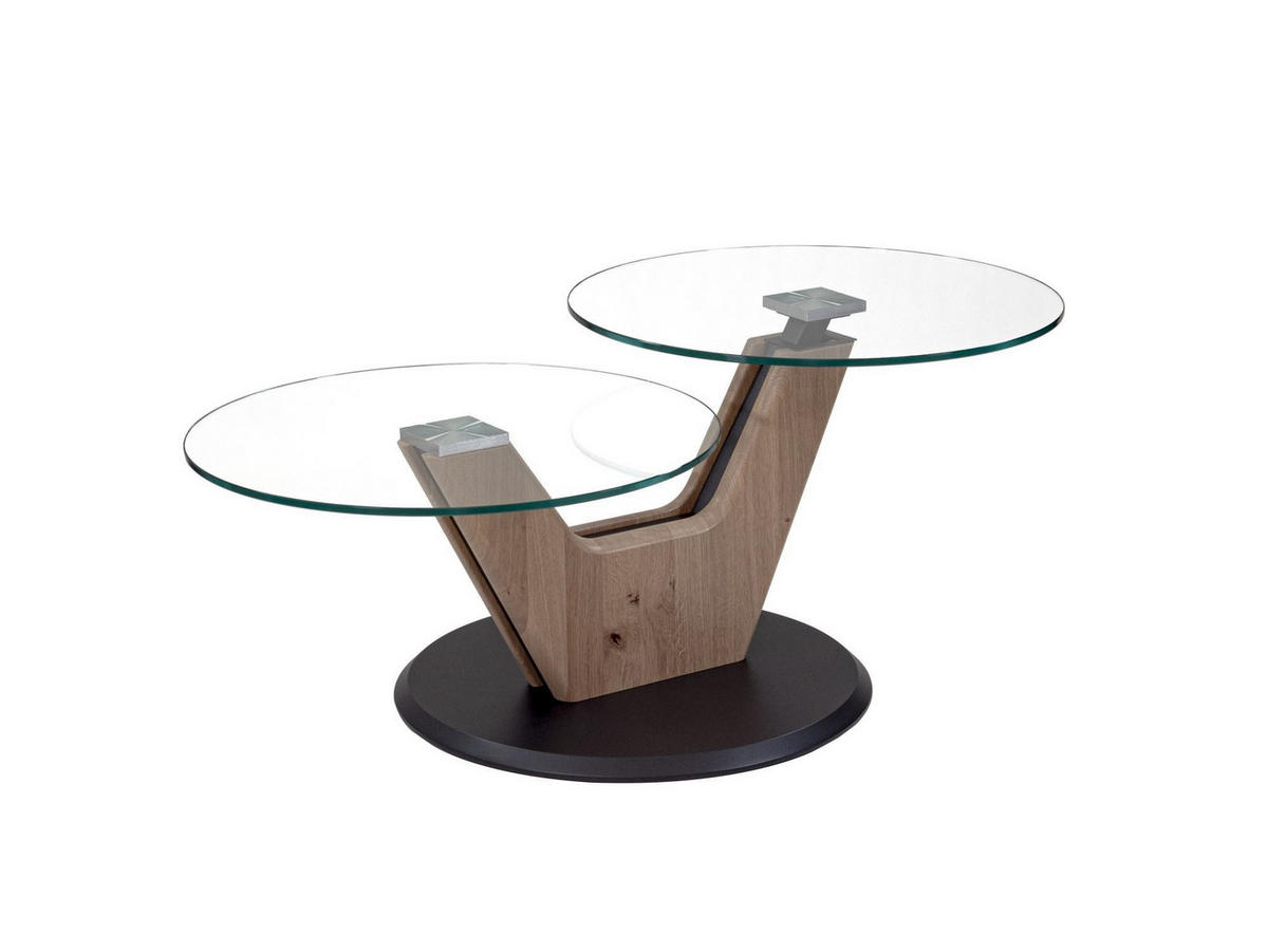 COUCHTISCH Cathe 110x60x45 höhenverstellbar Wildeiche Bianco/Klarglas - Braun, Glas (110/60/45cm) - 58aufmkessel