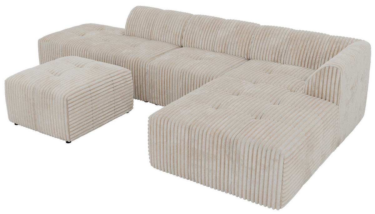 ECKSOFA GRIDA 4M L Beige Cord - Rechts - Beige/Creme, Kunststoff/Textil (176/335cm) - MKS