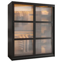 SCHWEBETÜRENSCHRANK 200/150/62 2-türig - Schwarz, Holz/Kunststoff (150/200/62cm) - Abiks Möbel