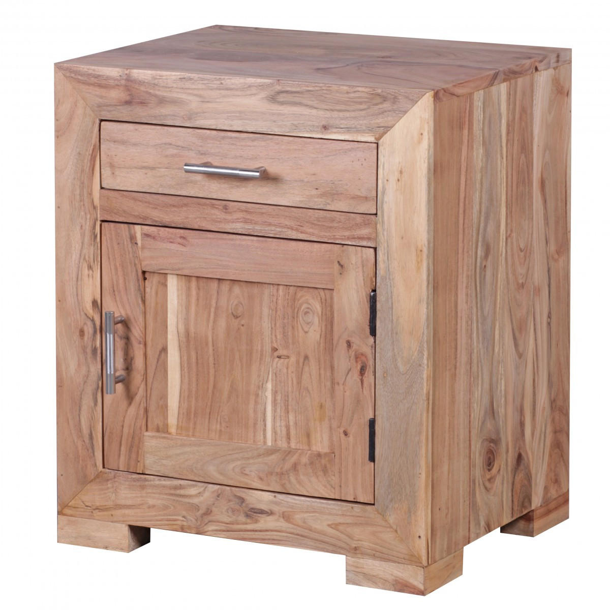 NACHTTISCH Massivholz Schublade Tür Landhausstil, Beige 50x40x60 cm - Beige, Holz/Metall (50/60/40cm) - KADIMA DESIGN