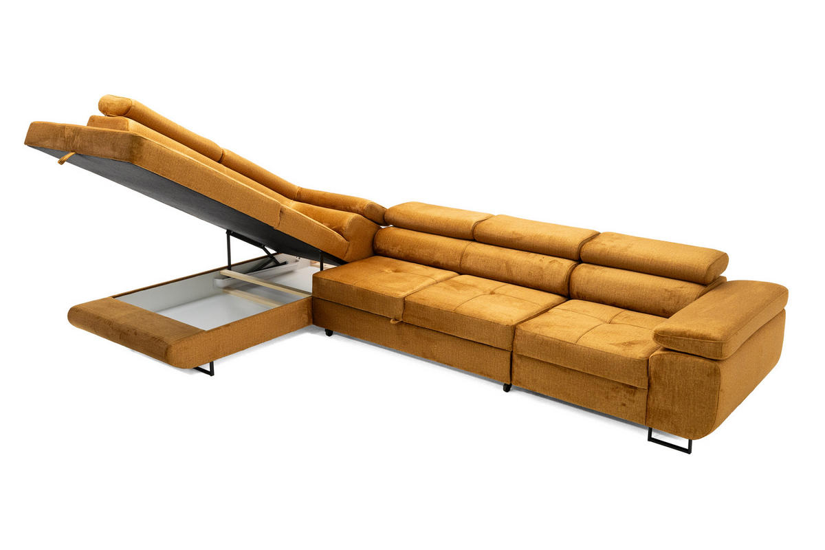ECKSOFA WILD MAXI Links Golden - Chromfarben/Goldfarben, Holz/Textil (350/203cm) - Muffo