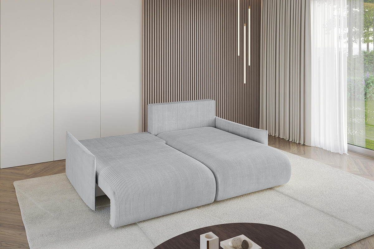 ECKSOFA Ottomane rechts ONESK-L -v1 216x177x72 Grau Cord - Grau, Holzwerkstoff/Kunststoff (177/216cm) - ALTDECOR