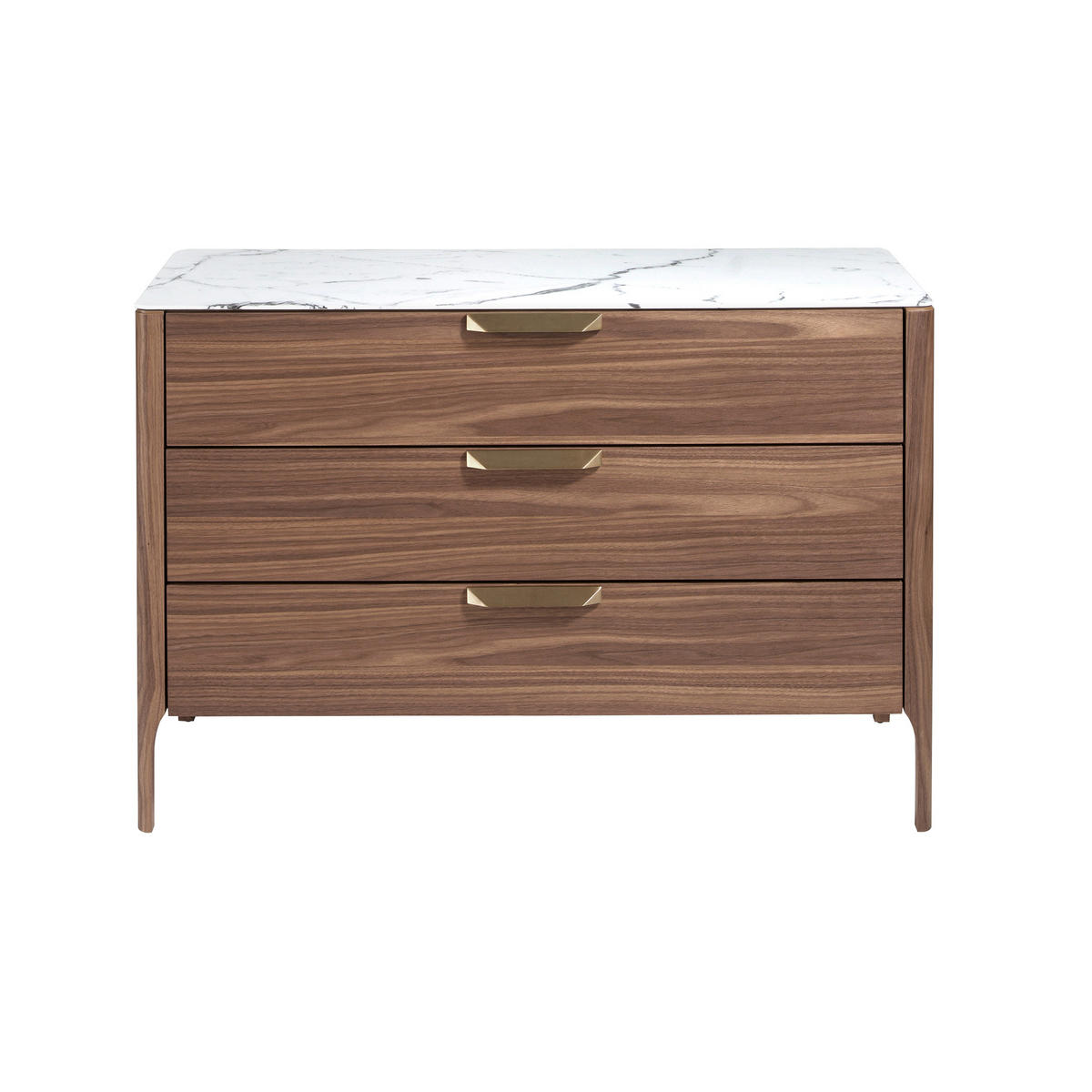 KOMMODE Walnuss Stahl Weiß 120/45/80 cm - Edelstahlfarben/Walnussfarben, Holz/Stein (120/80/45cm) - ANGEL CERDA
