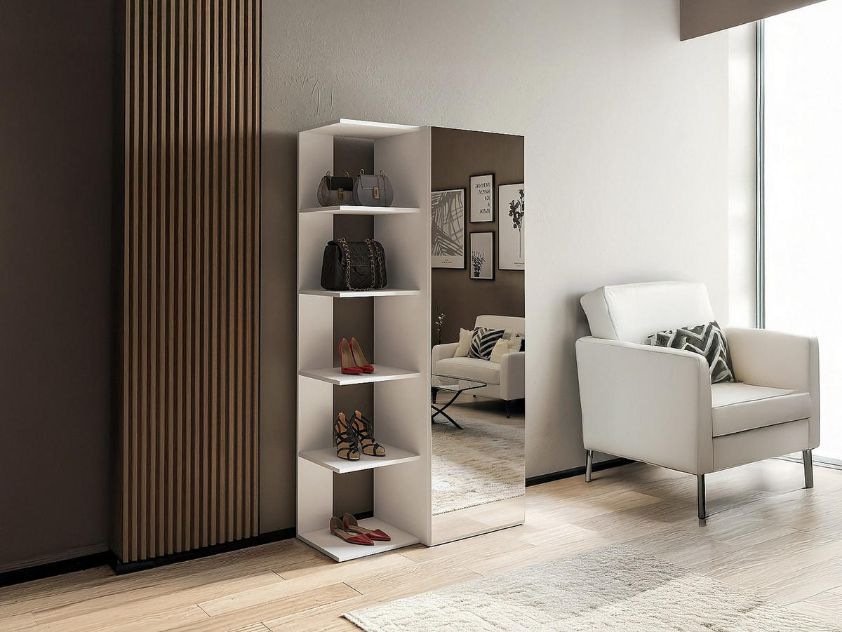 SCHUHSCHRANK - 87.6 x 40.9 - holz - weiß Sylany - Weiß, Holz (87.6/165.7/40.9cm) - Vente-Unique