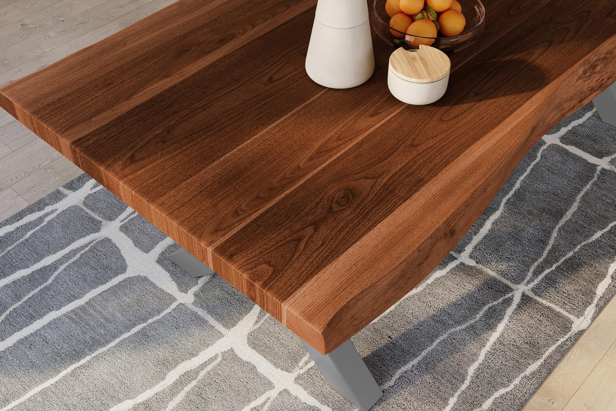 ESSTISCH TITAN - Silberfarben/Braun, Holz (110/240/79cm) - SAM