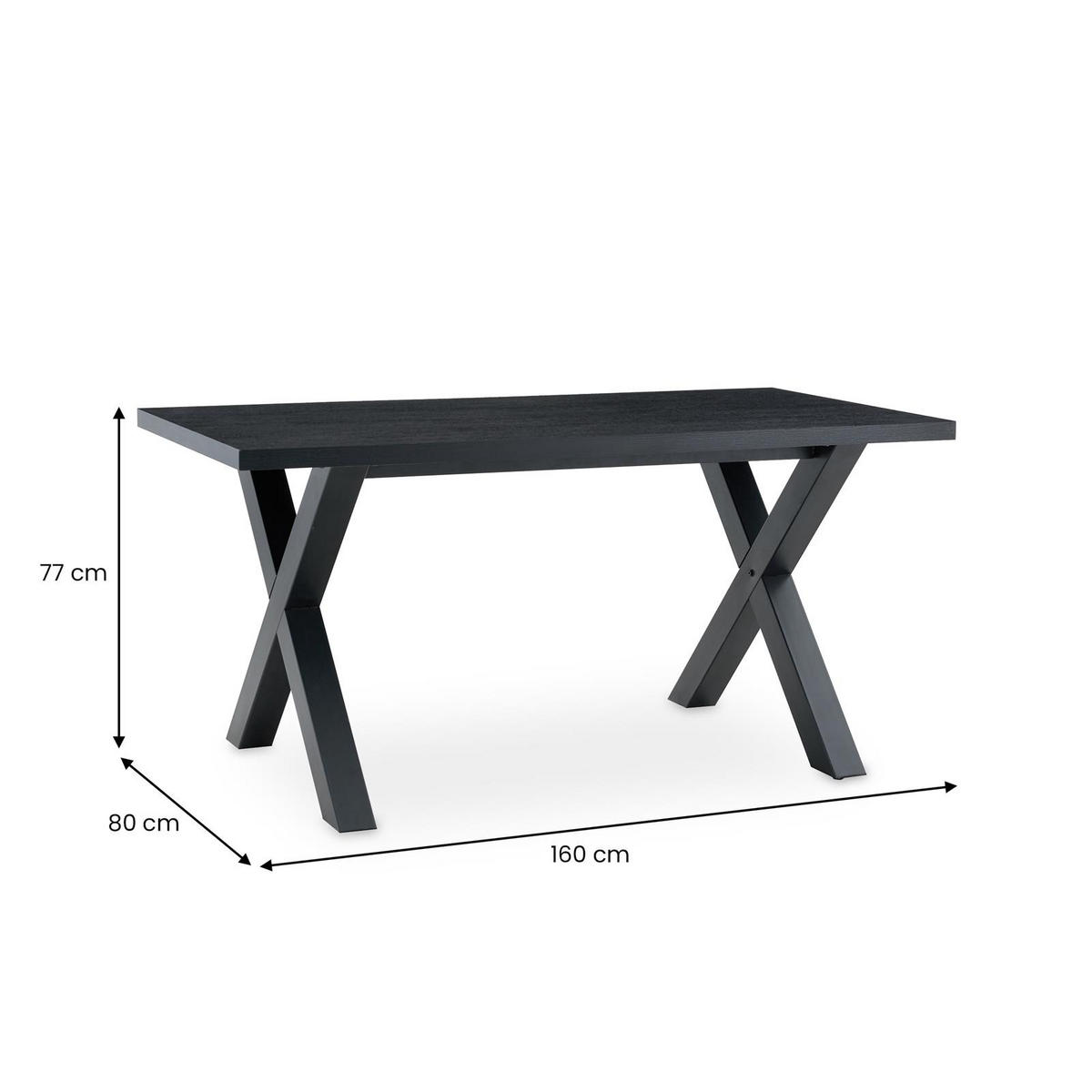 ESSTISCH OSIMO schwarz - Schwarz, Holzwerkstoff/Metall (80/160/77cm) - IDIMEX