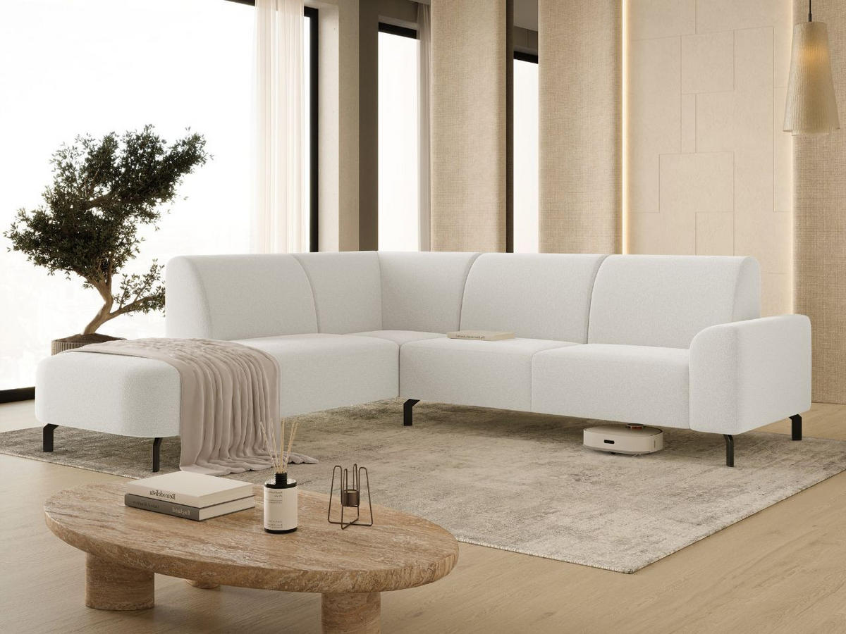 ECKSOFA Regento Weiß Links - Schwarz/Weiß, Holz/Textil (277/218cm) - Graingold