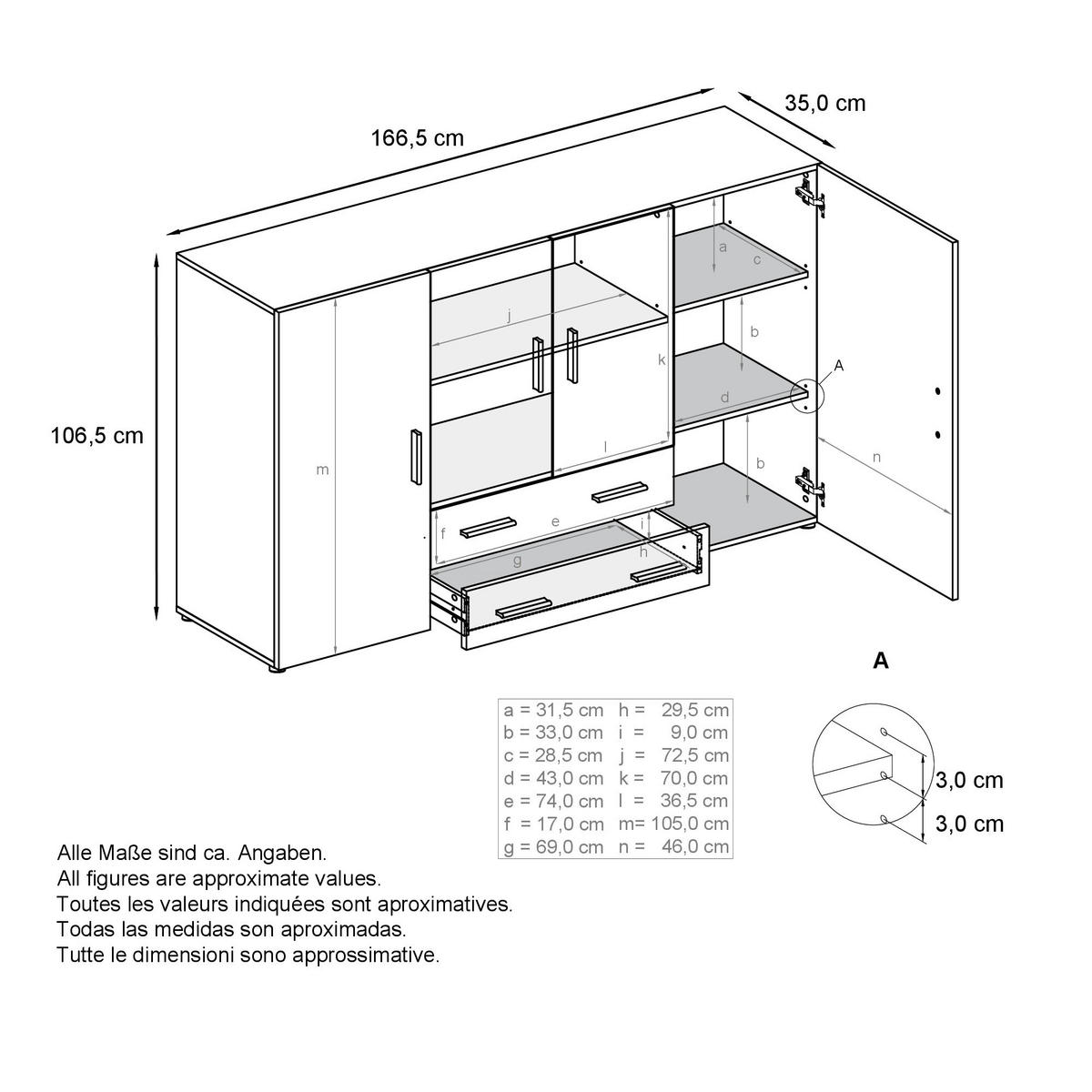 HIGHBOARD Nora Front in Grau Hochglanz - Grau, Holzwerkstoff (166/106/35cm) - Vladon
