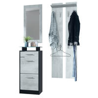 GARDEROBE Loret Front in Beton Oxid Optik - Hellgrau, Holzwerkstoff (140/200/23cm) - Vladon