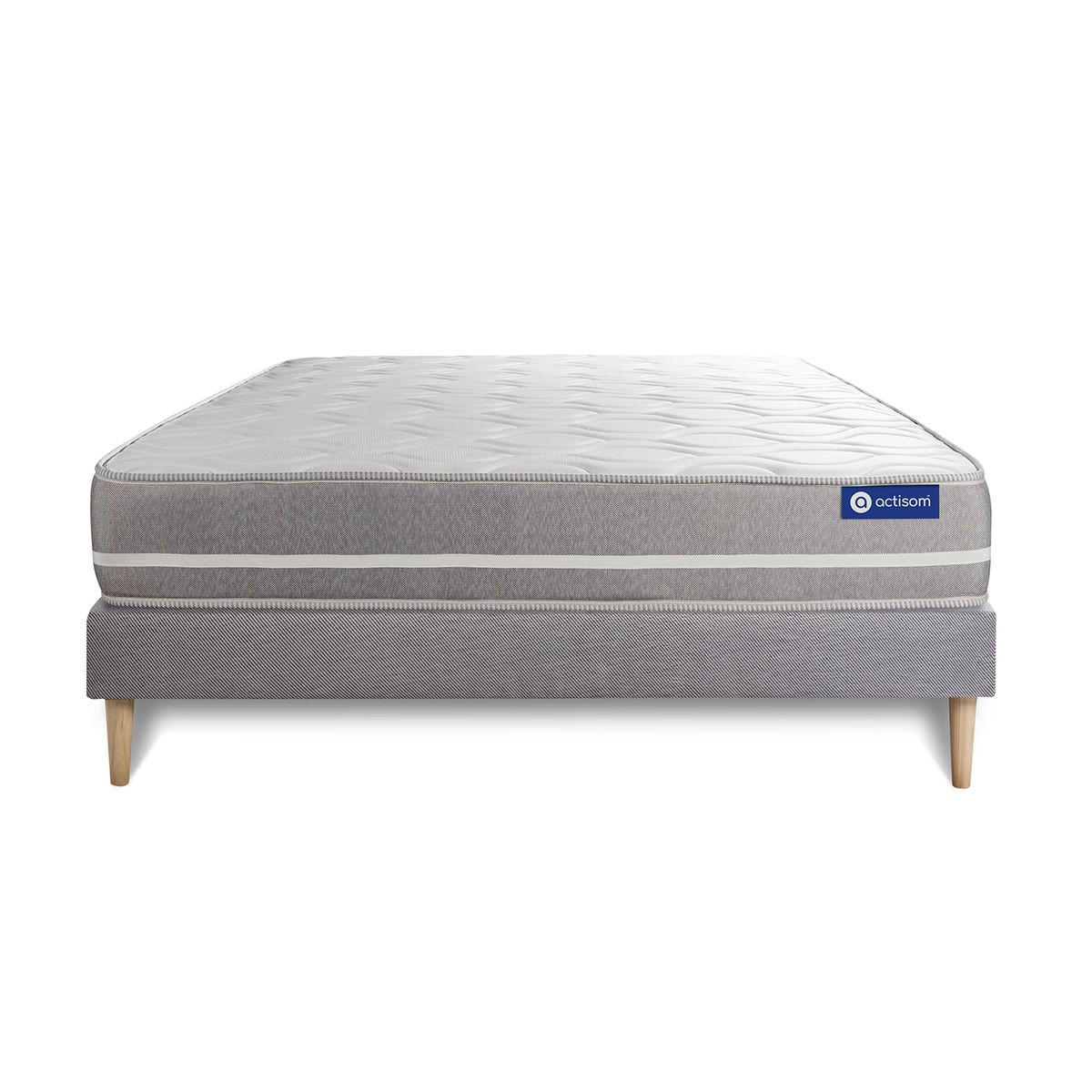 BETT Actimemo touch Memory-Schaum 200 x 200 cm h1 - Kit Bettgestell Grau - Beige/Grau, Karton/Holz (200/200cm) - ACTISOM