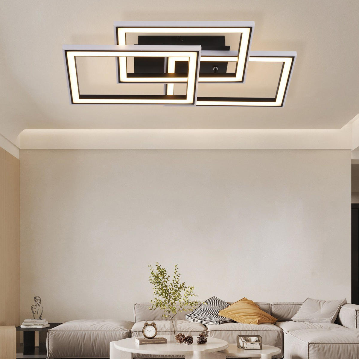 LED-DECKENLEUCHTE Lieselotte 54/34/9 cm - Schwarz, Metall (54/34/9cm) - Nettlife