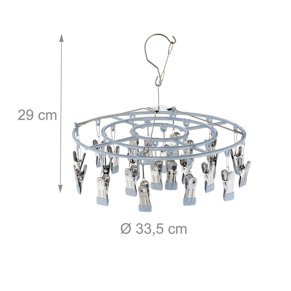 SUŠIČKA ponožiek - strieborná, kov/plast (33.5/29/33.5cm) - Relaxdays
