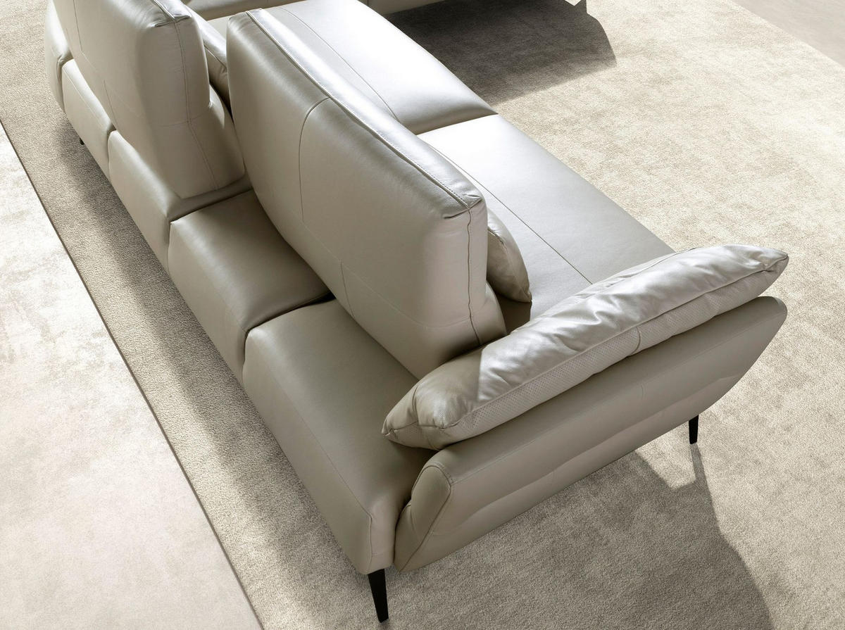 ECKSOFA Ecke Sand Schwarz 341/254/94 cm - Beige, Leder/Metall (341/254cm) - ANGEL CERDA
