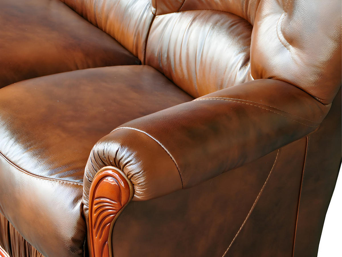 SOFA - 3 Personen - leder - schokoladenbraun Daphne - Braun, Leder/Holz (183/97/91cm) - Vente-Unique
