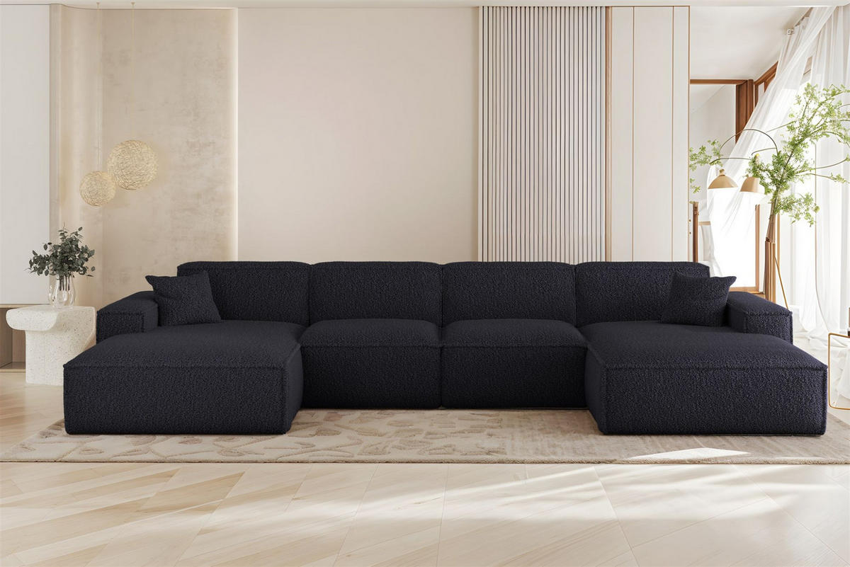 WOHNLANDSCHAFT Celes Premium In Sven - Blau, Holzwerkstoff/Textil (378/73/165cm) - Fun Möbel