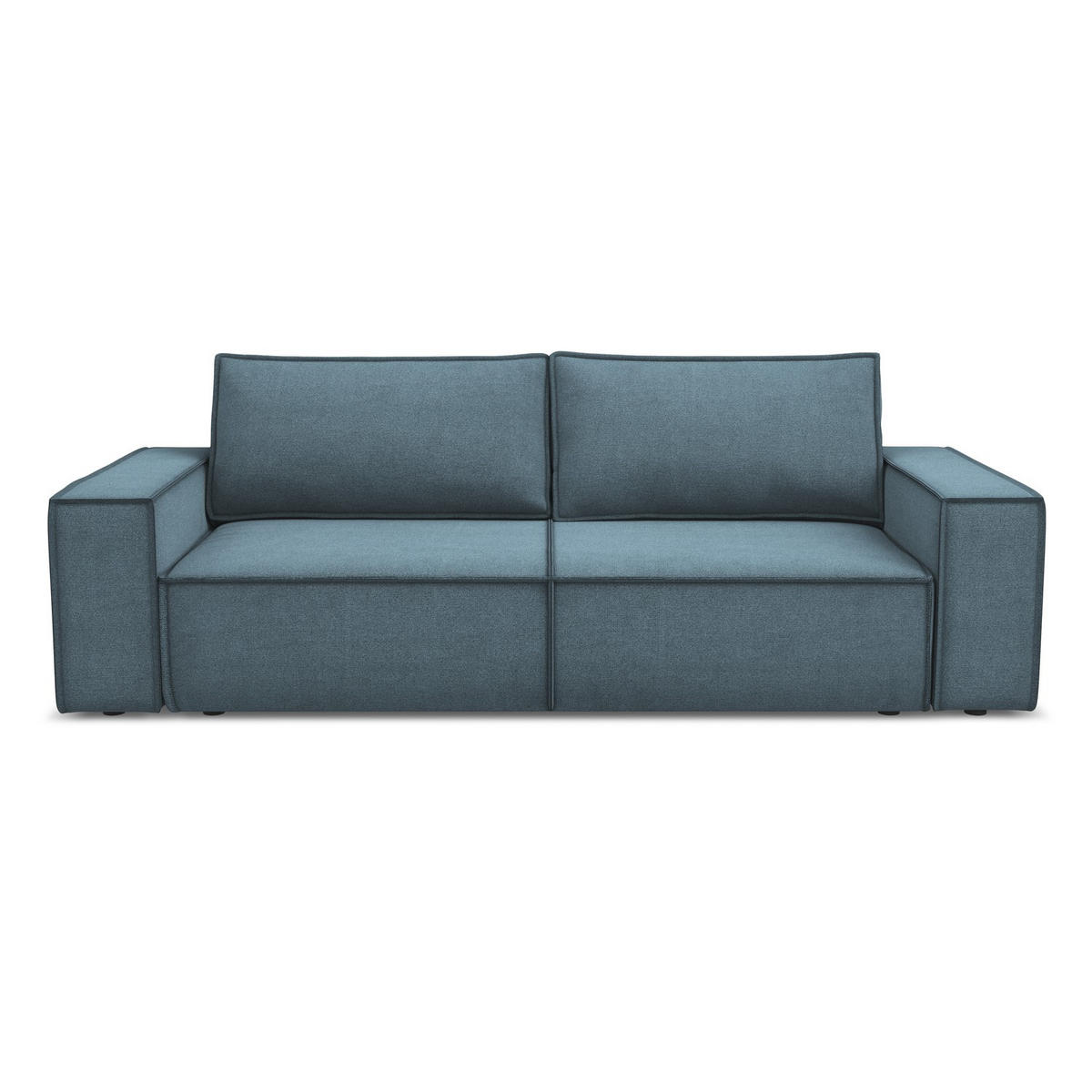 3-SITZER SOFA mit Schlaffunktion Strukturstoff Stoff Blau - Blau/Schwarz, Kunststoff/Textil (255/85/105cm) - LaMiaSofa